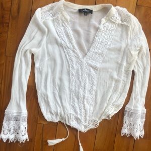 LULUS: Crochet detail top with tassel-ties